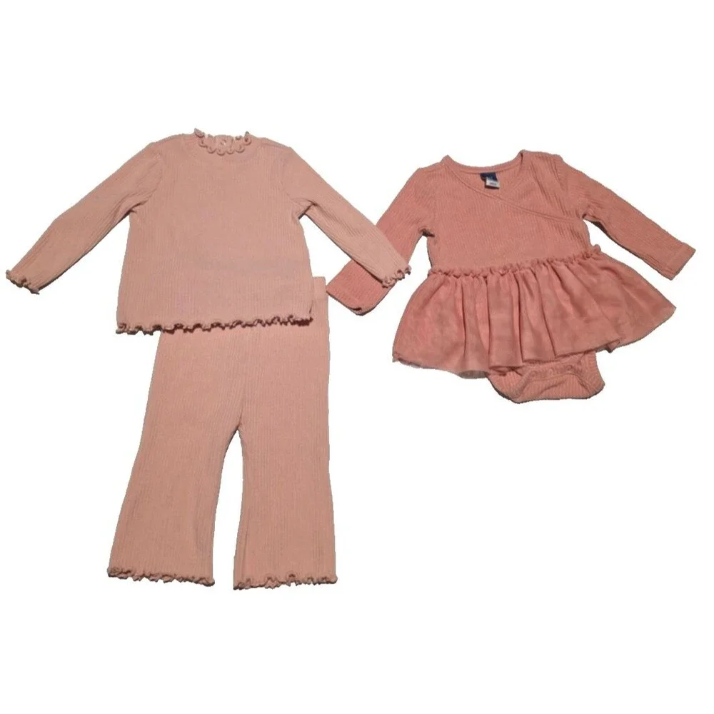 Old Navy Baby Girl Pink Outfits 3 Pieces Size 3-6 Months Bodysuit